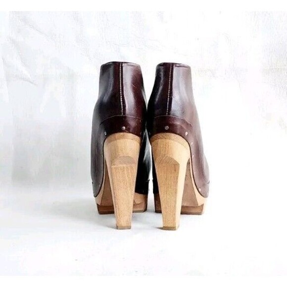 Marni Peep Toe Brown Wooden Heels Booties Clogs Size 36 (US 6) - Picture 5 of 9